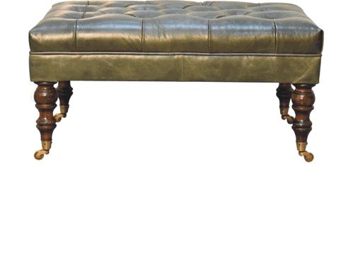 Artisan - Buffalo Leather Ottoman With Castor Legs