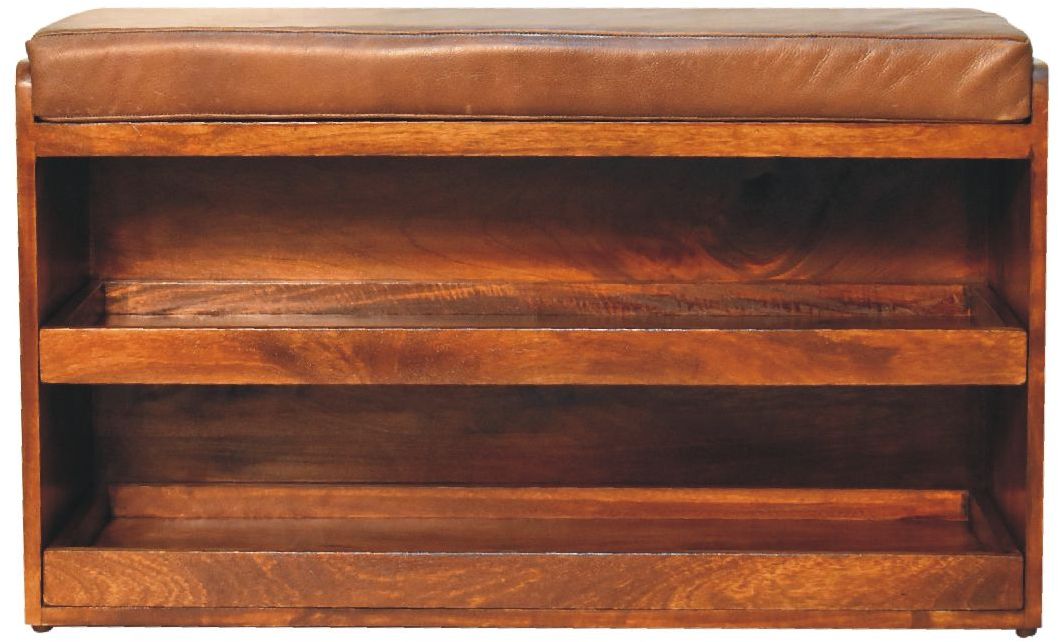 Artisan - Buffalo Hide Pull Out Shoe Storage Bench