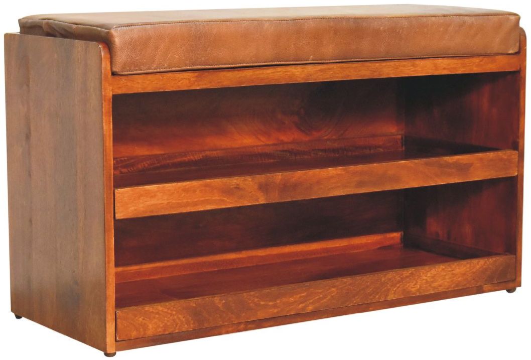 Artisan - Buffalo Hide Pull Out Shoe Storage Bench
