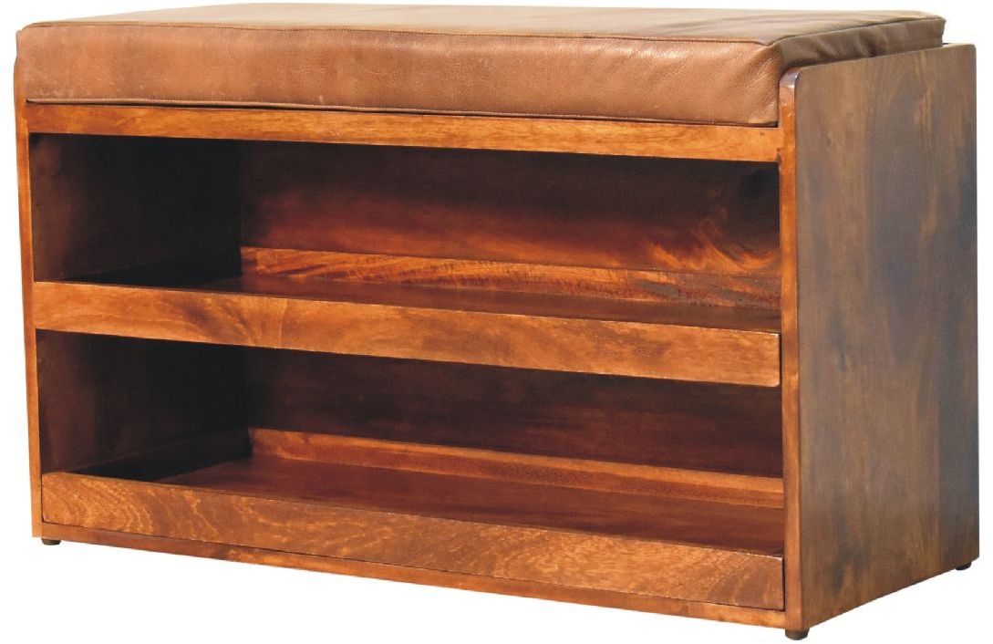 Artisan - Buffalo Hide Pull Out Shoe Storage Bench