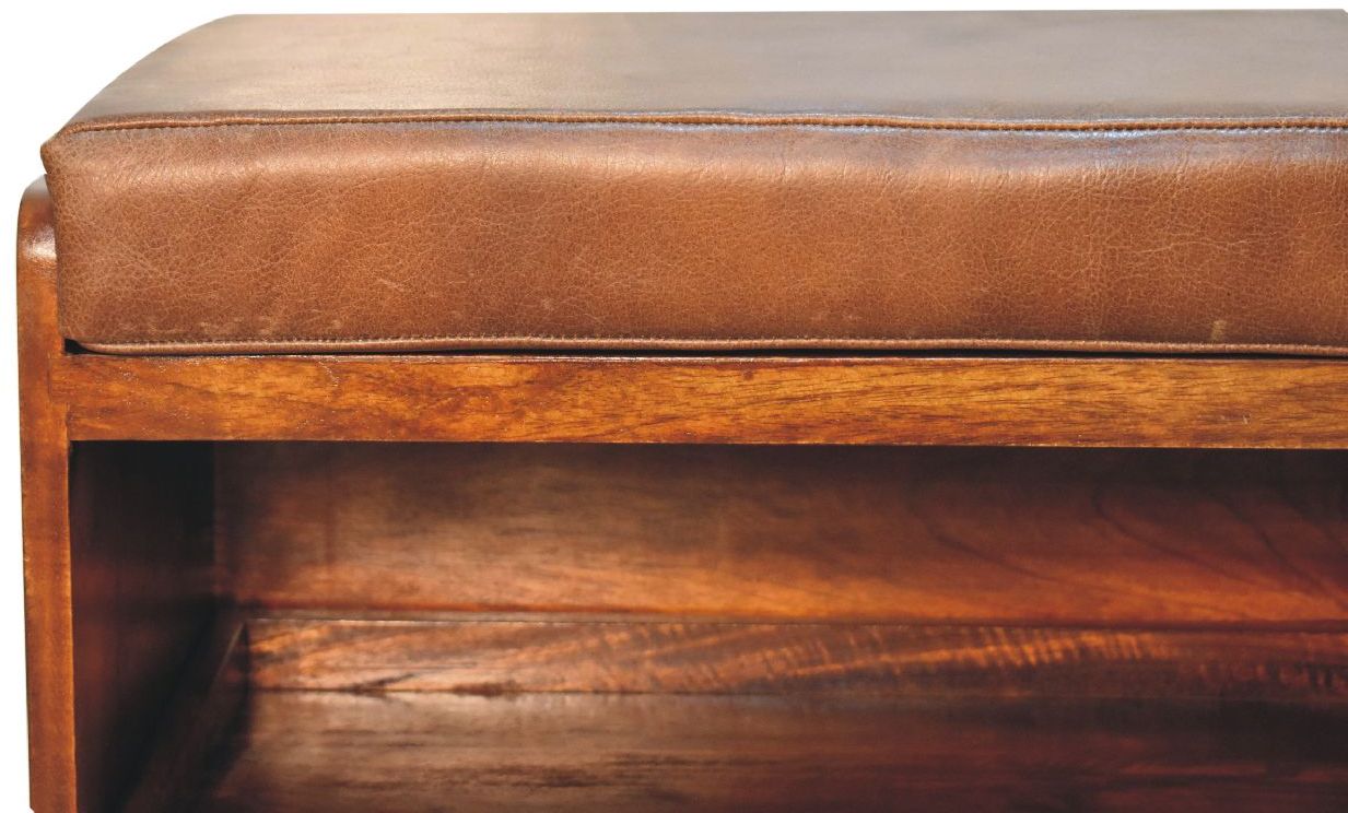 Artisan - Buffalo Hide Pull Out Shoe Storage Bench