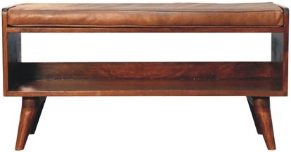 Artisan - Chestnut Bench With Brown Leather Seatpad