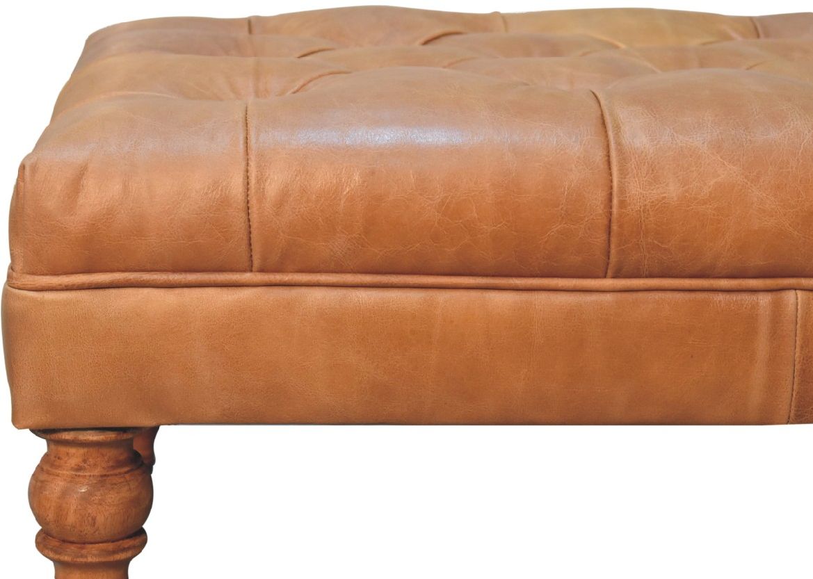 Artisan - Buffalo Tan Leather Ottoman With Castor Legs