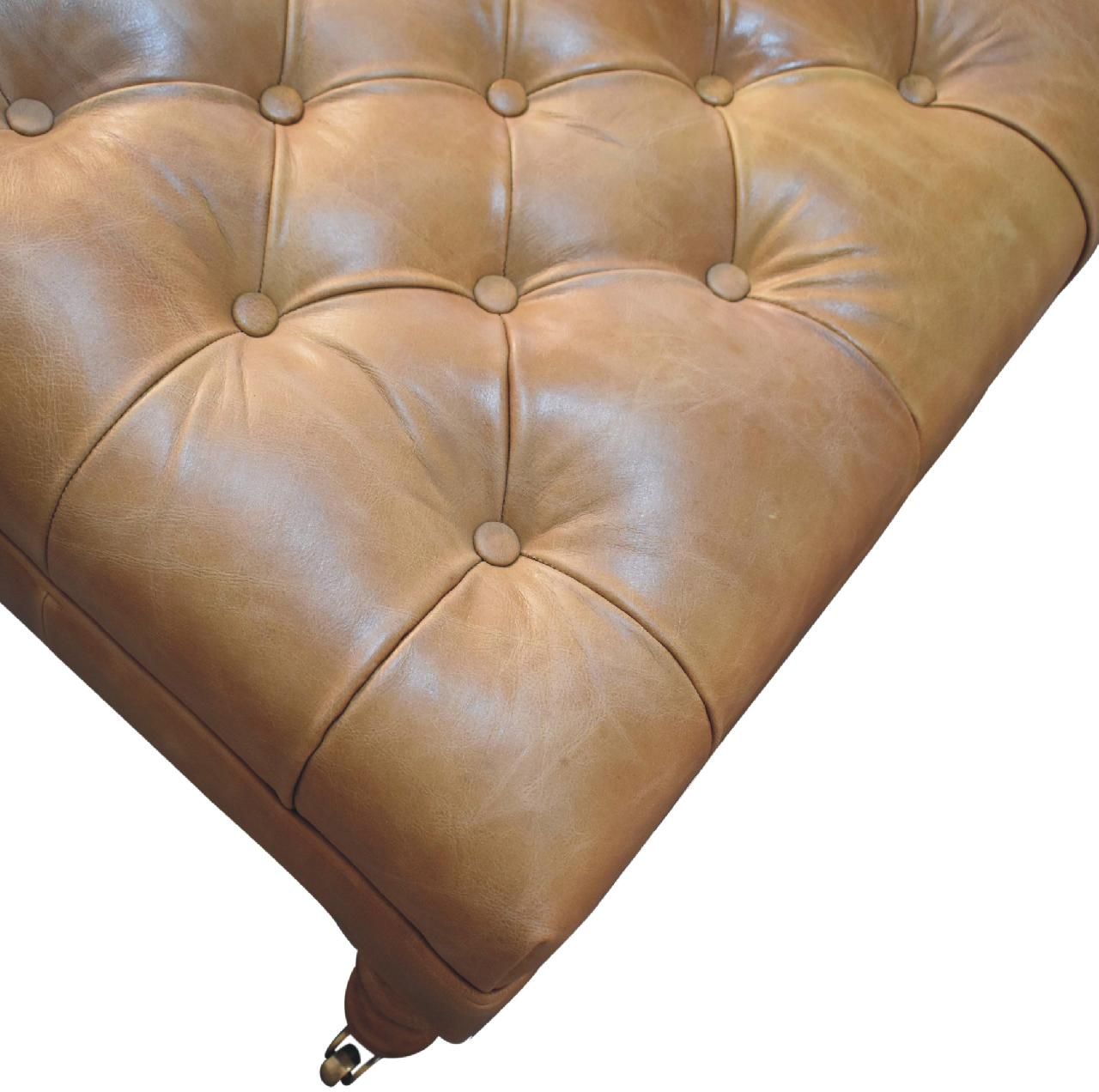 Artisan - Buffalo Tan Leather Ottoman With Castor Legs