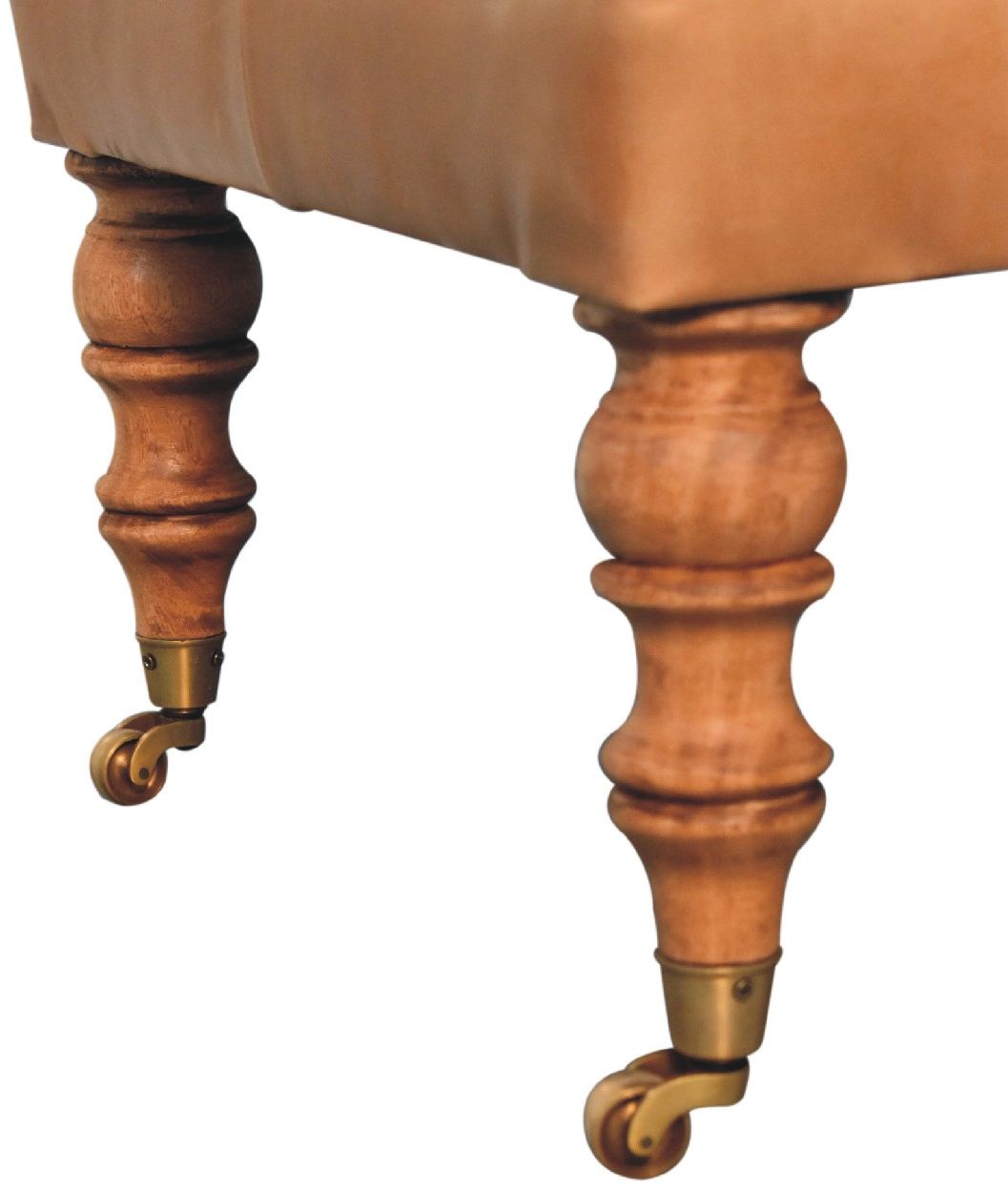 Artisan - Buffalo Tan Leather Ottoman With Castor Legs