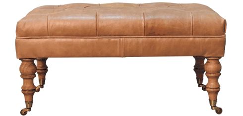 Artisan - Buffalo Tan Leather Ottoman With Castor Legs