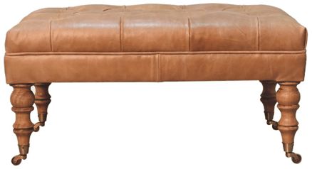 Artisan - Buffalo Tan Leather Ottoman With Castor Legs