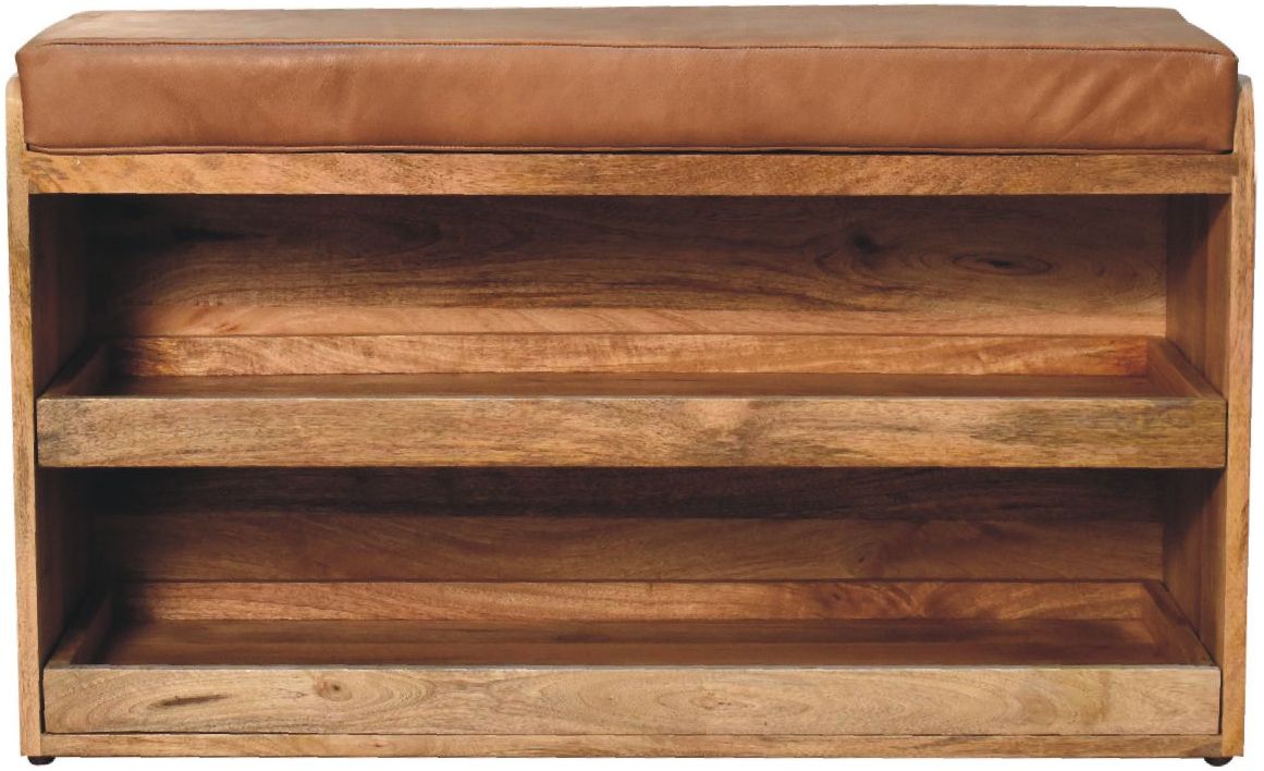 Artisan - Buffalo Hide Pull Out Oak-Ish Shoe Storage Bench