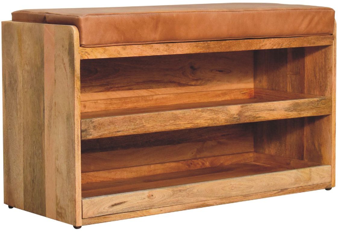 Artisan - Buffalo Hide Pull Out Oak-Ish Shoe Storage Bench