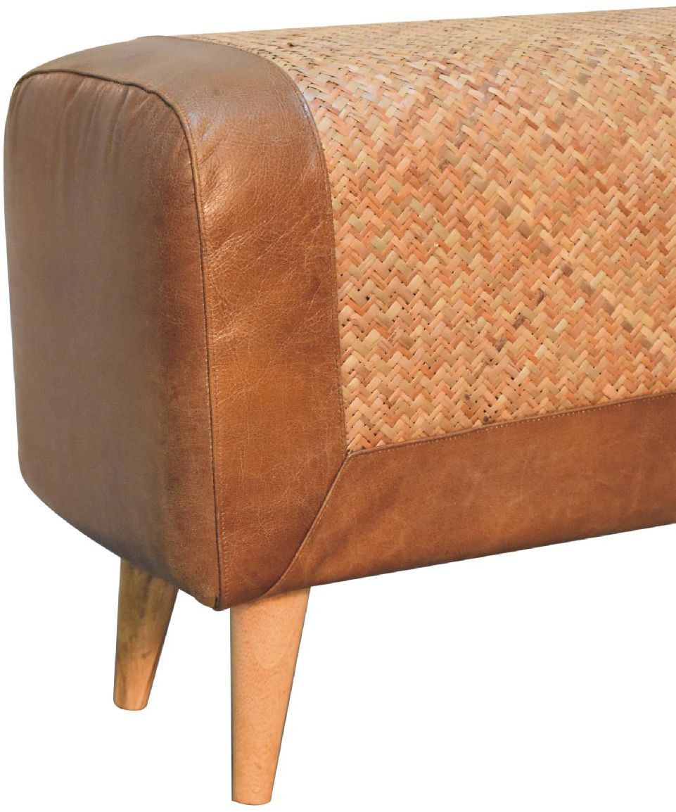 Artisan - Large Seagrass Buffalo Hide Nordic Bench