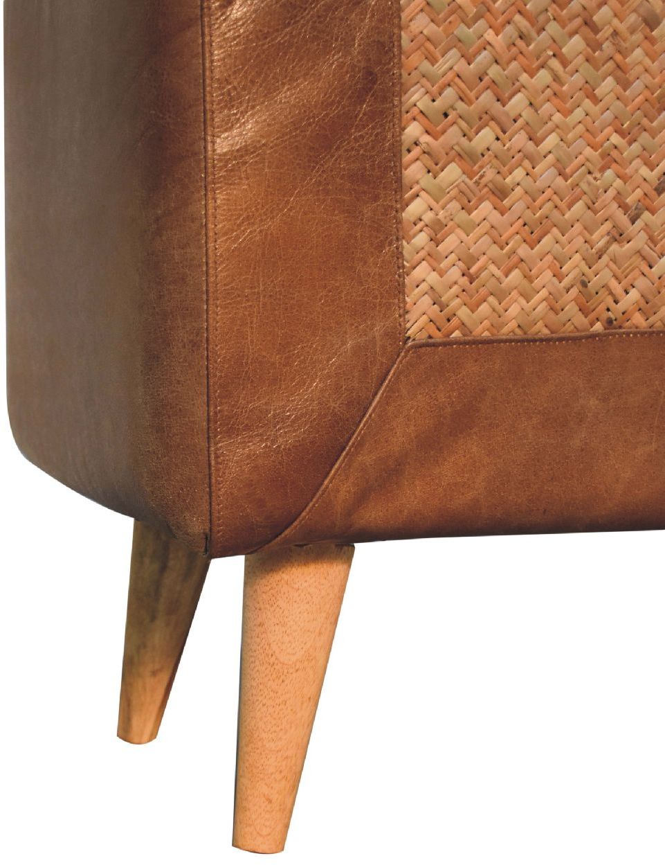 Artisan - Large Seagrass Buffalo Hide Nordic Bench
