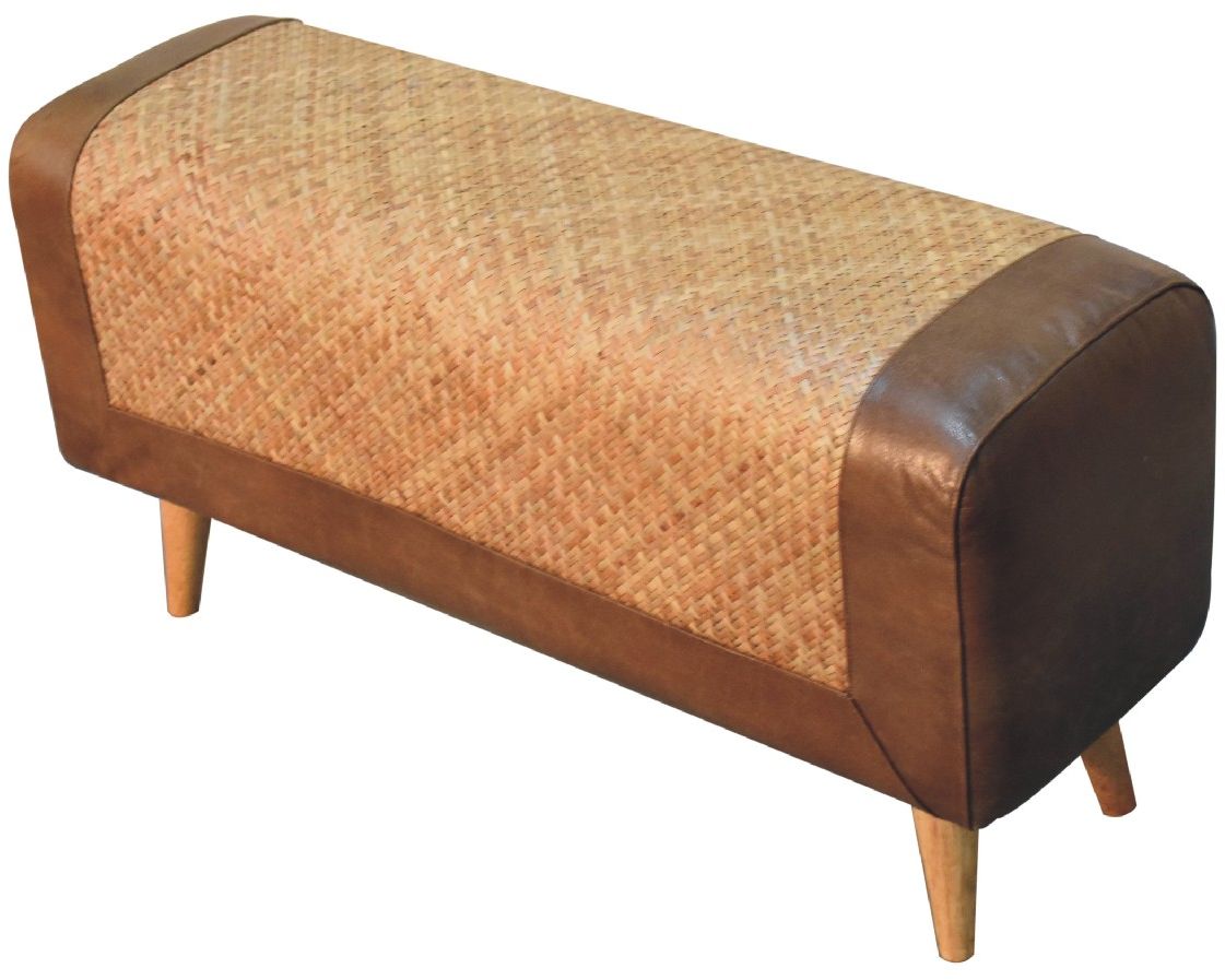 Artisan - Large Seagrass Buffalo Hide Nordic Bench