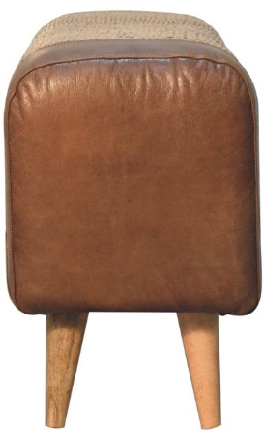 Artisan - Large Seagrass Buffalo Hide Nordic Bench
