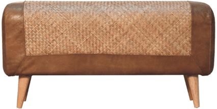 Artisan - Large Seagrass Buffalo Hide Nordic Bench