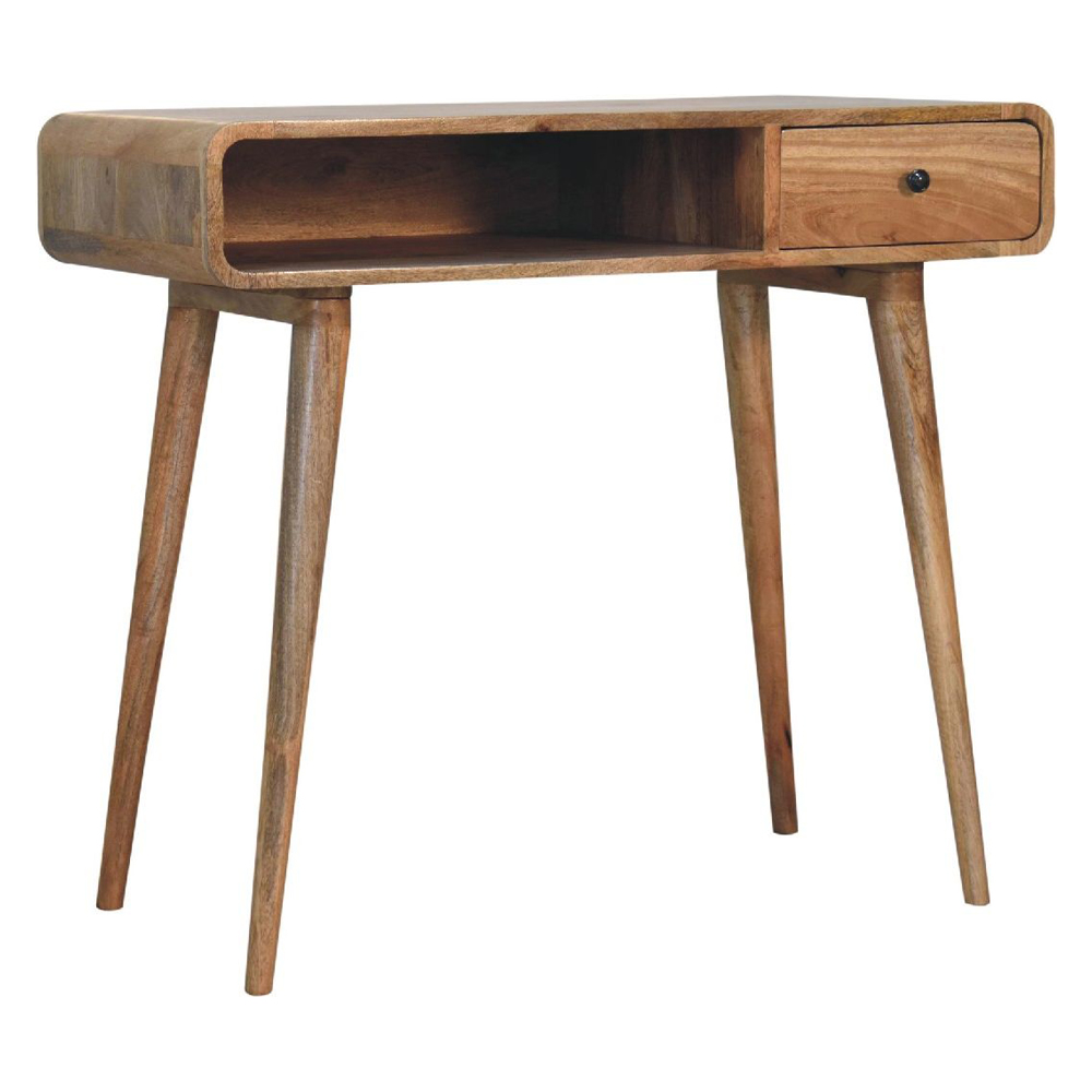 Artisan - Curved Oak-Ish Writing Desk