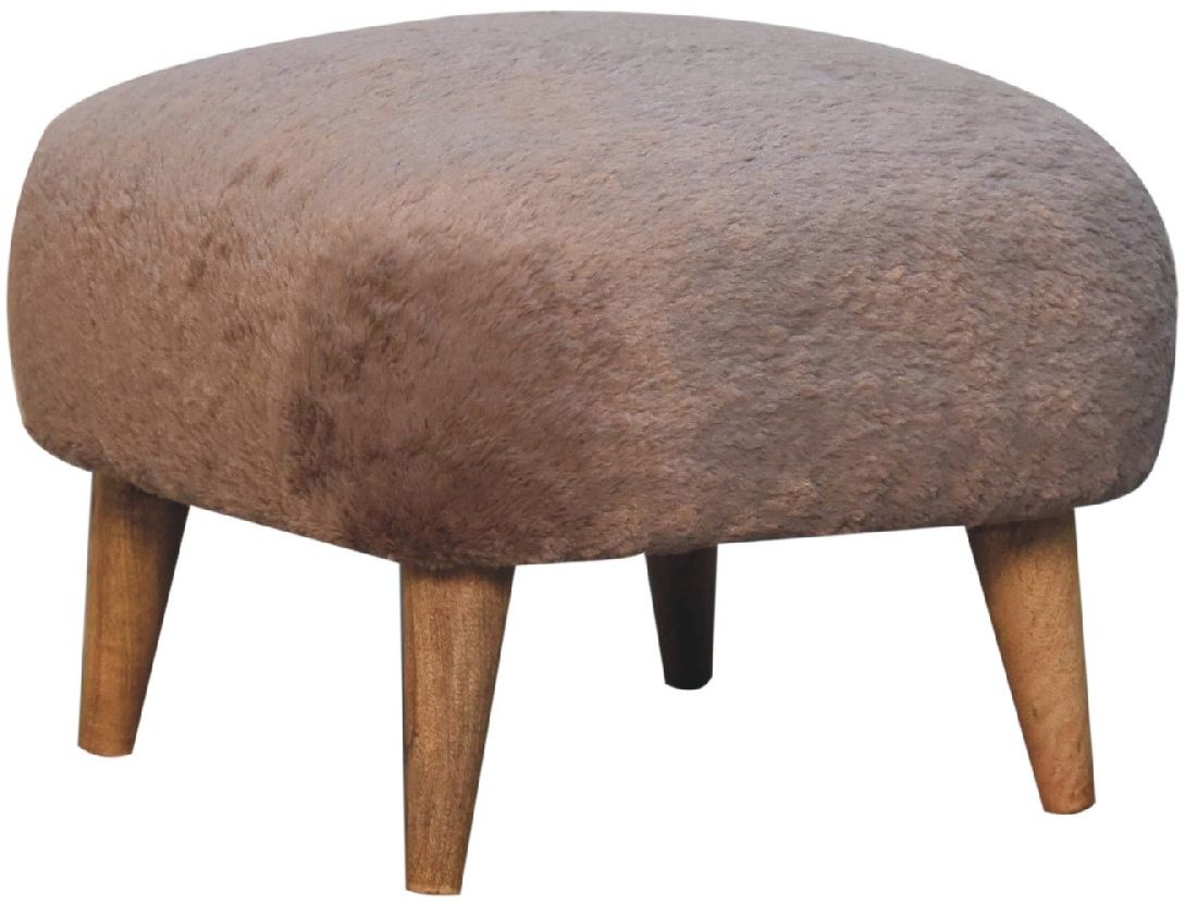 Artisan - Mocha Faux Fur Square Stool