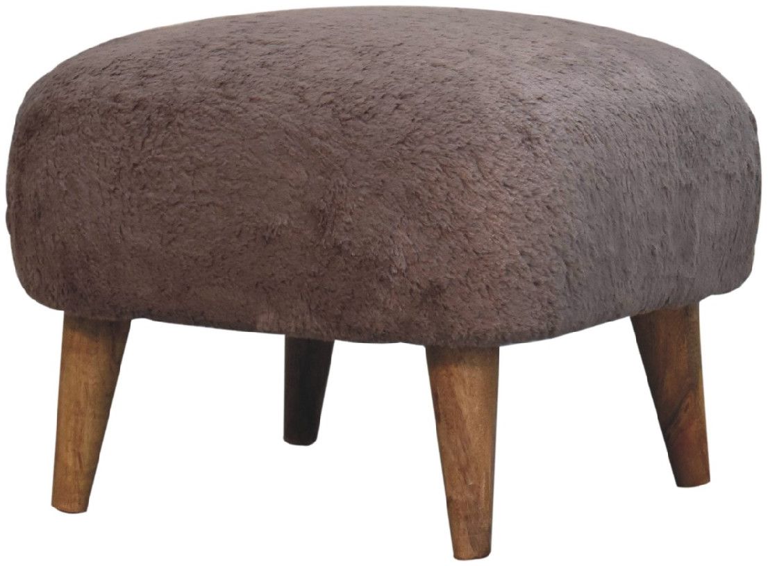 Artisan - Mocha Faux Fur Square Stool