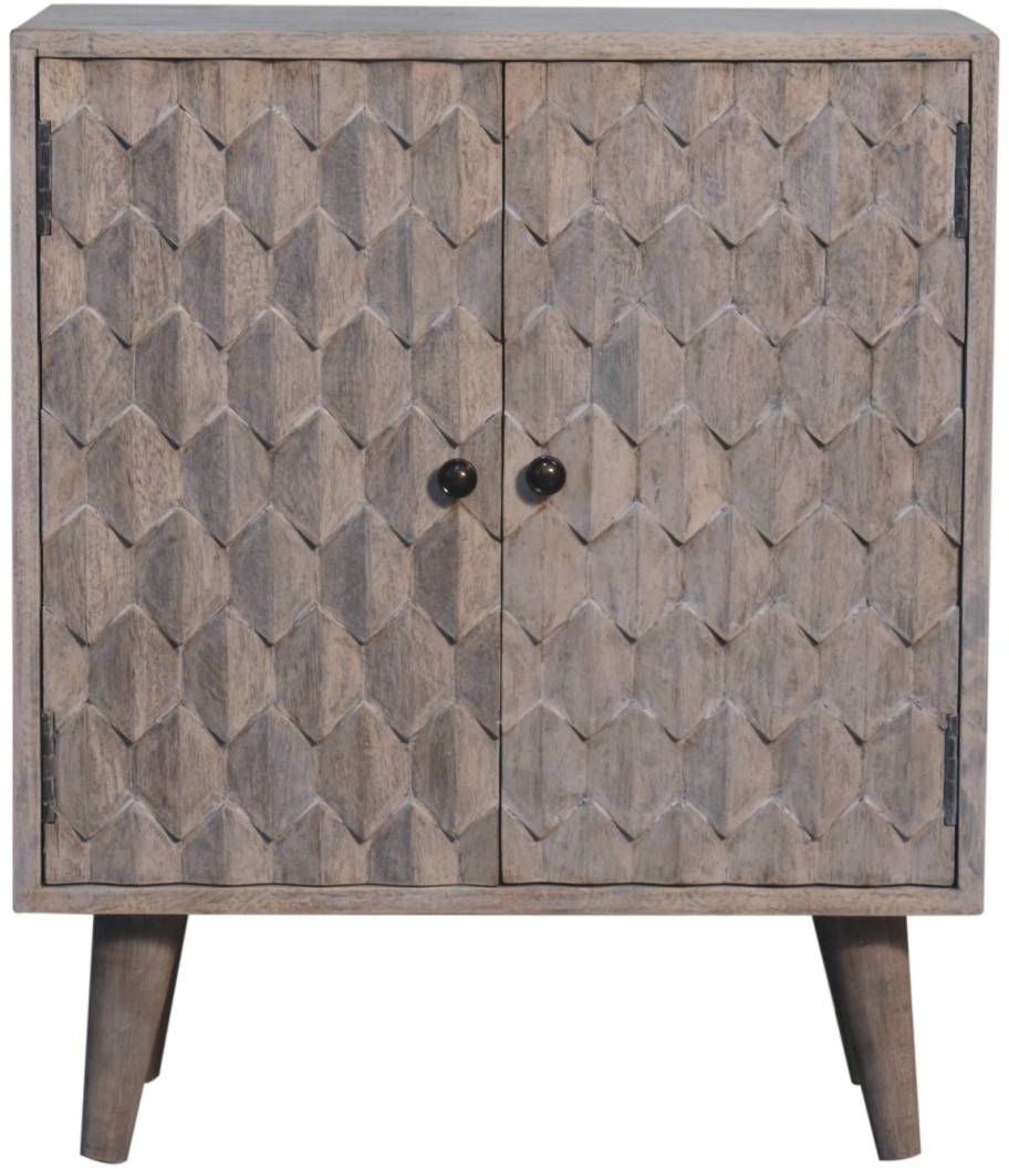 Artisan - Mini Pineapple Carved Stone Finish Cabinet