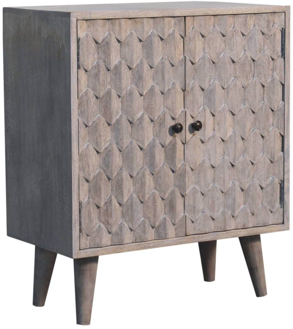 Artisan - Mini Pineapple Carved Stone Finish Cabinet