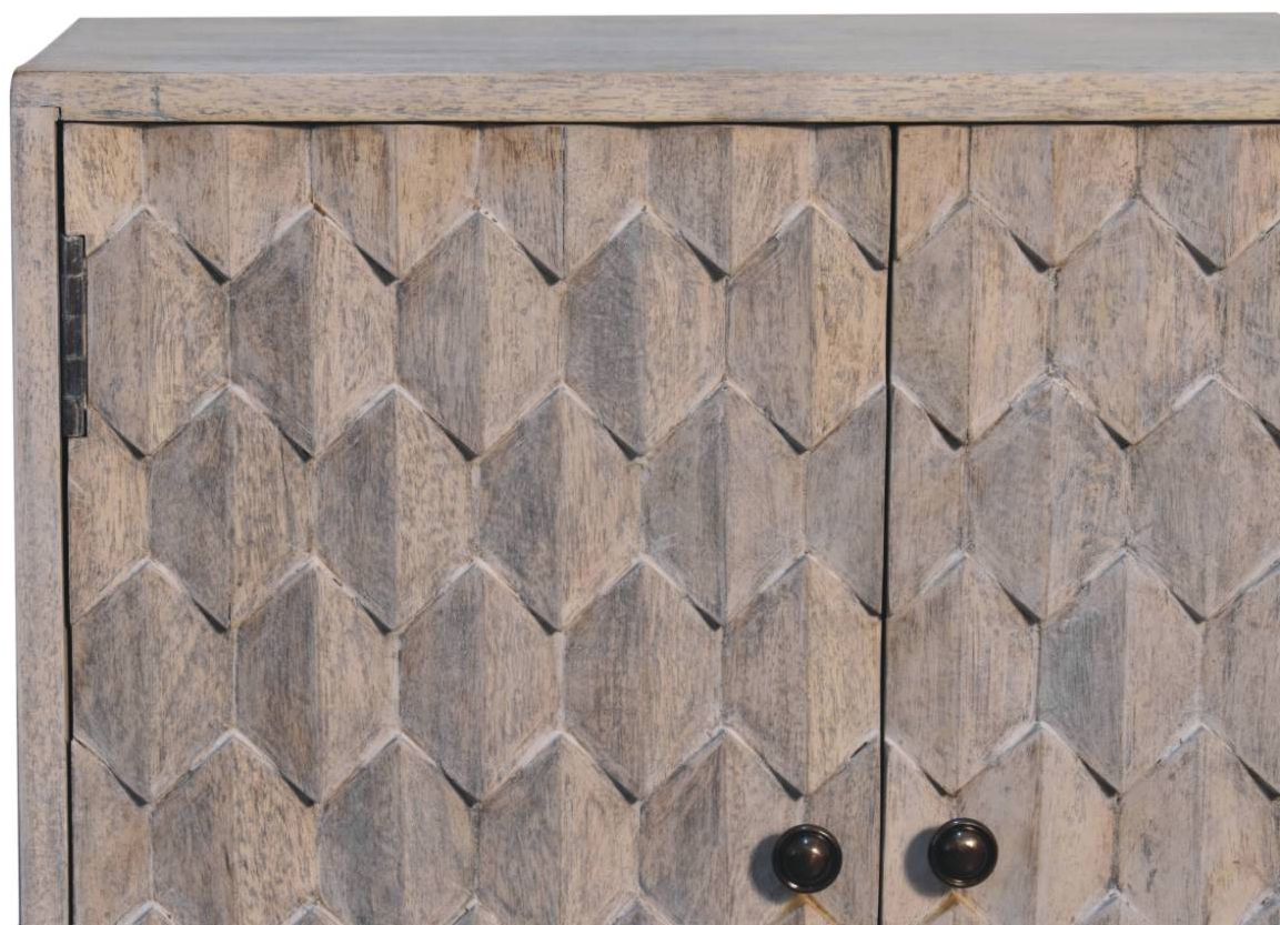 Artisan - Mini Pineapple Carved Stone Finish Cabinet