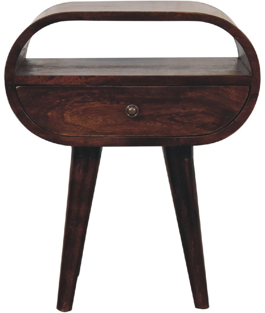 Artisan - Light Walnut Circular Nightstand With Open Slot