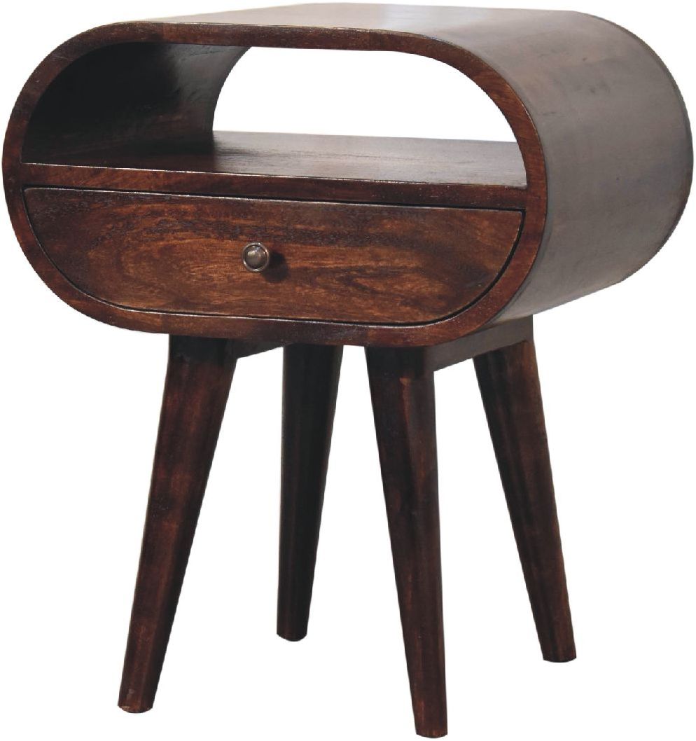 Artisan - Light Walnut Circular Nightstand With Open Slot