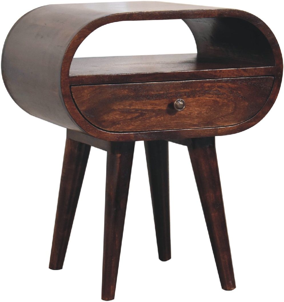 Artisan - Light Walnut Circular Nightstand With Open Slot