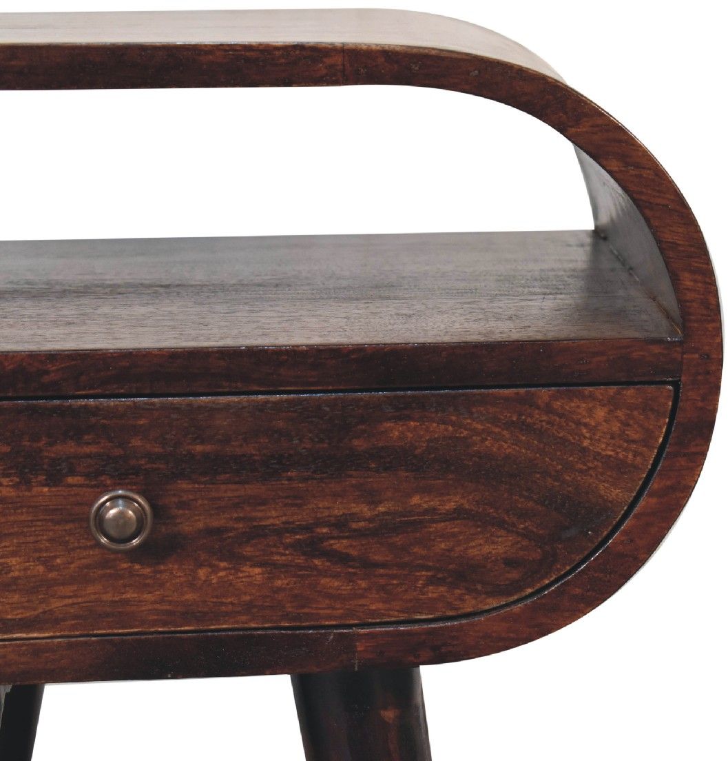 Artisan - Light Walnut Circular Nightstand With Open Slot