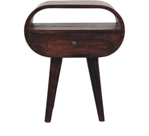 Artisan - Light Walnut Circular Nightstand With Open Slot