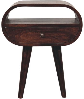 Artisan - Light Walnut Circular Nightstand With Open Slot