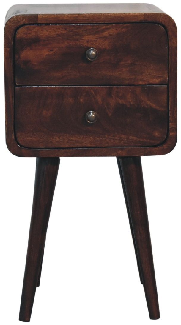 Artisan - Mini Light Walnut Curved Nightstand