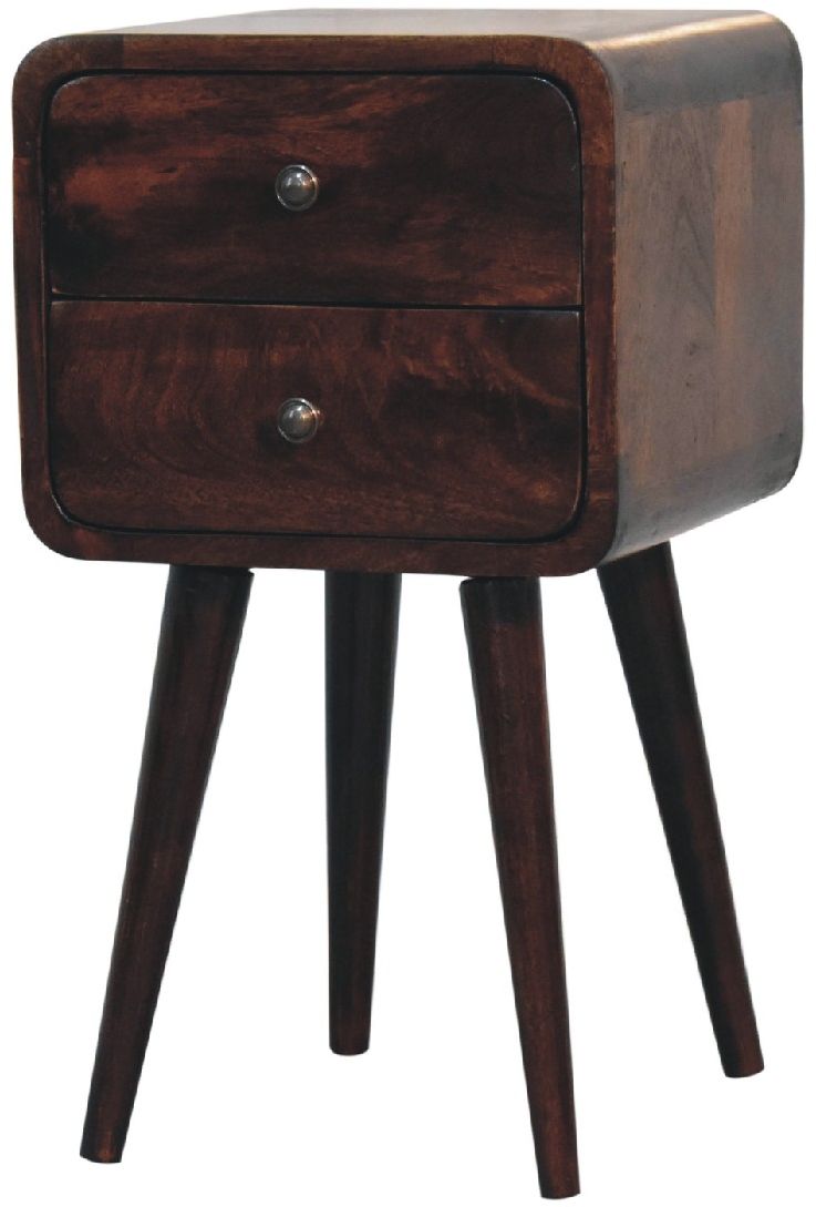 Artisan - Mini Light Walnut Curved Nightstand