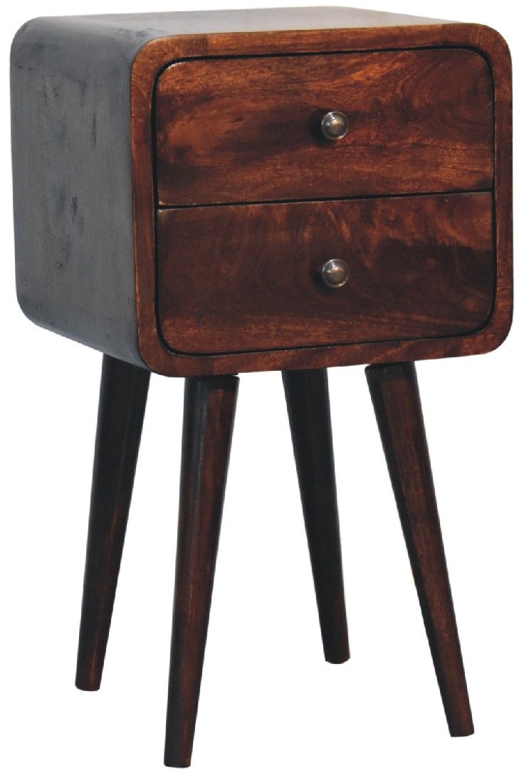 Artisan - Mini Light Walnut Curved Nightstand