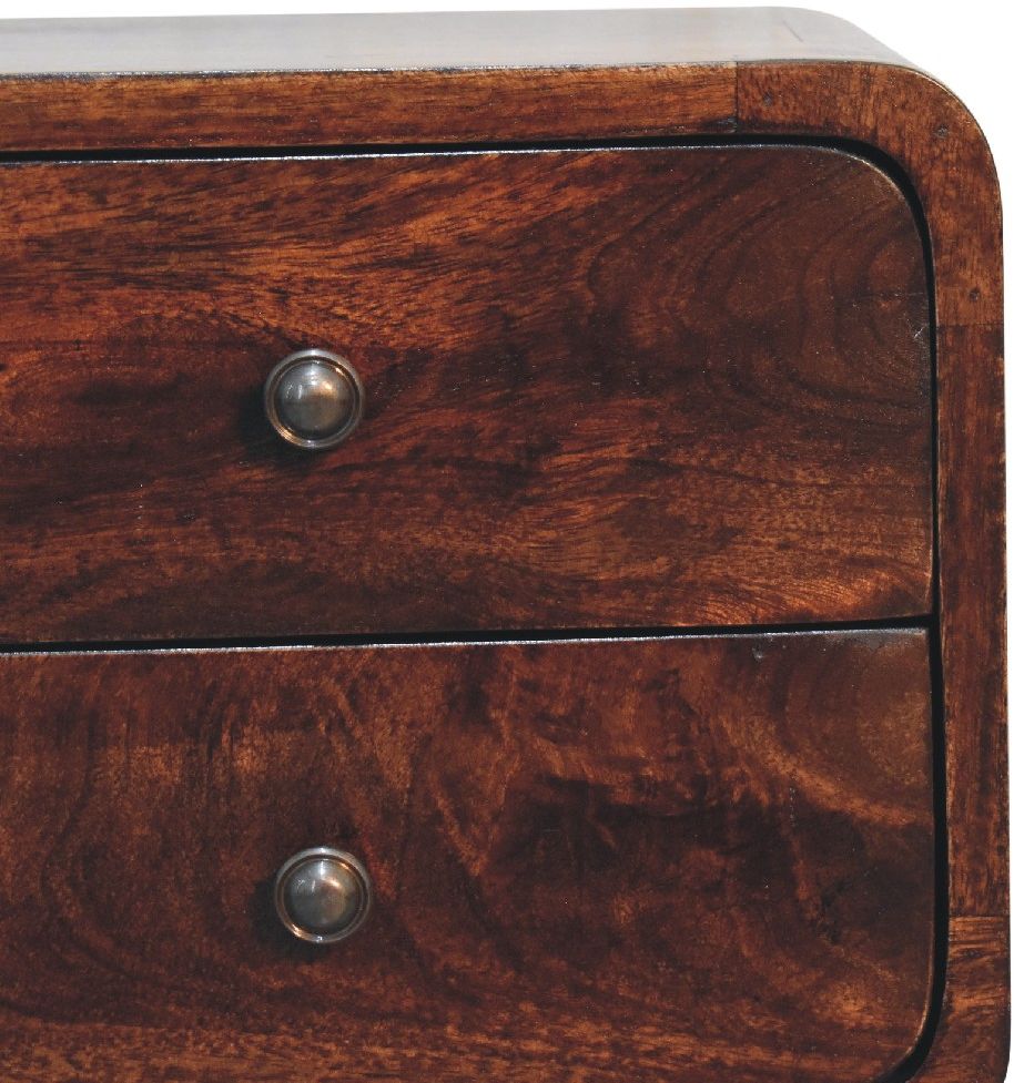 Artisan - Mini Light Walnut Curved Nightstand