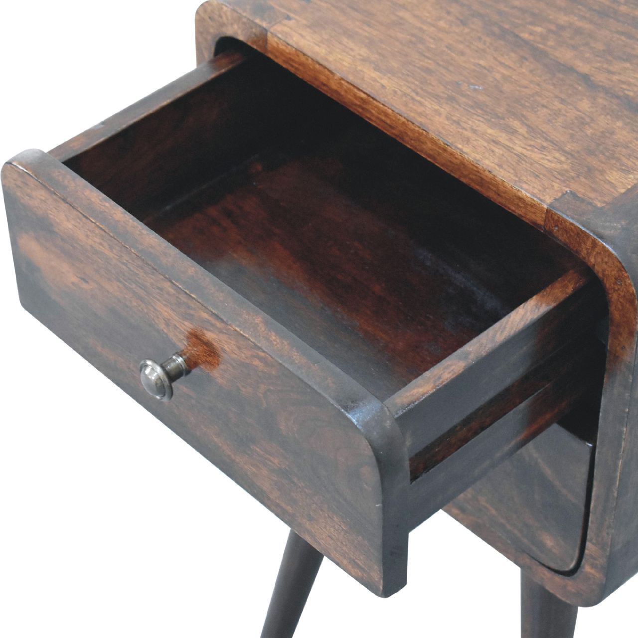 Artisan - Mini Light Walnut Curved Nightstand