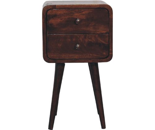 Artisan - Mini Light Walnut Curved Nightstand