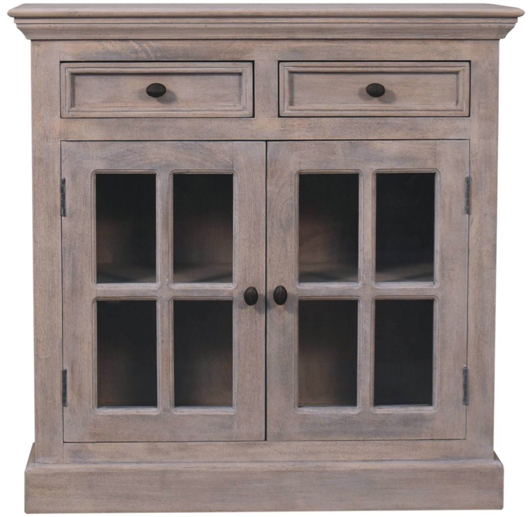 Artisan - Stone Finish Cabinet With Glazed Doors