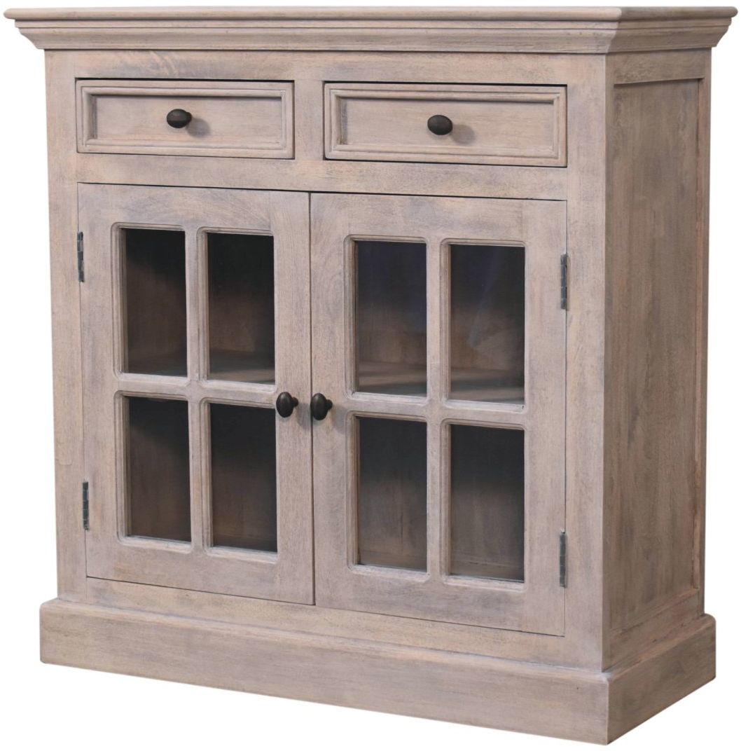 Artisan - Stone Finish Cabinet With Glazed Doors