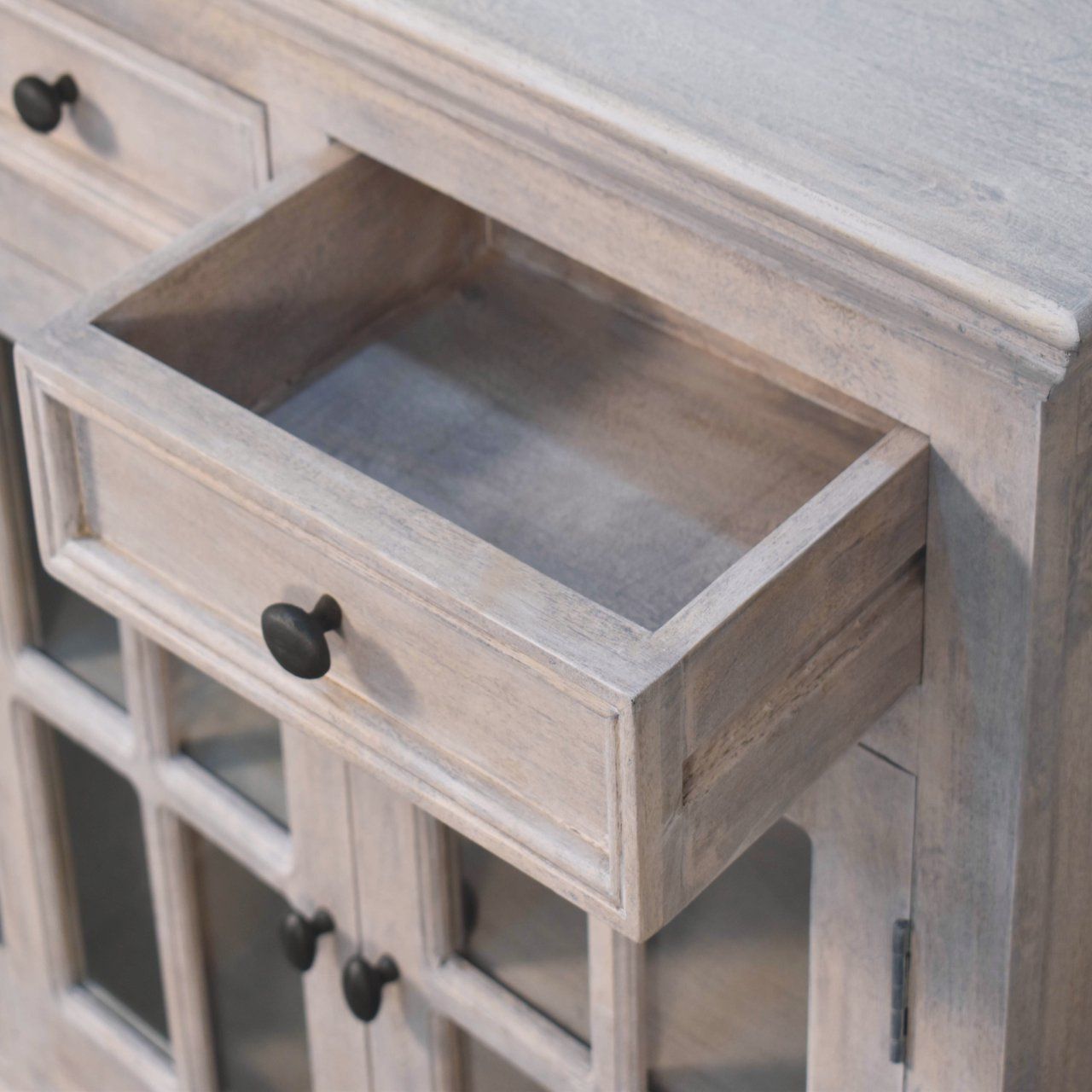 Artisan - Stone Finish Cabinet With Glazed Doors