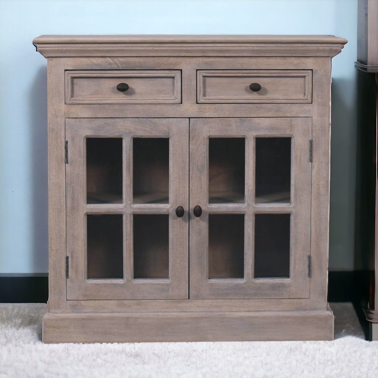 Artisan - Stone Finish Cabinet With Glazed Doors