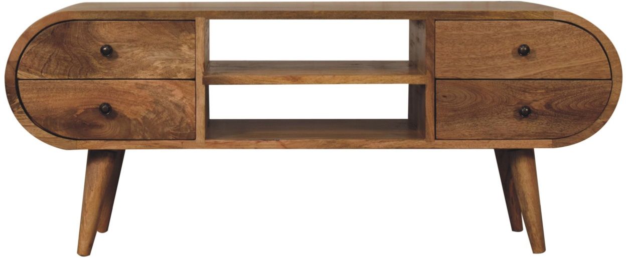 Artisan - Oak-Ish Circular Media Unit With 2 Open Slots