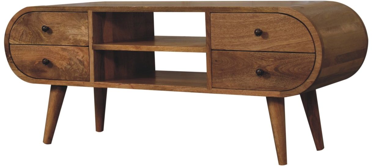 Artisan - Oak-Ish Circular Media Unit With 2 Open Slots