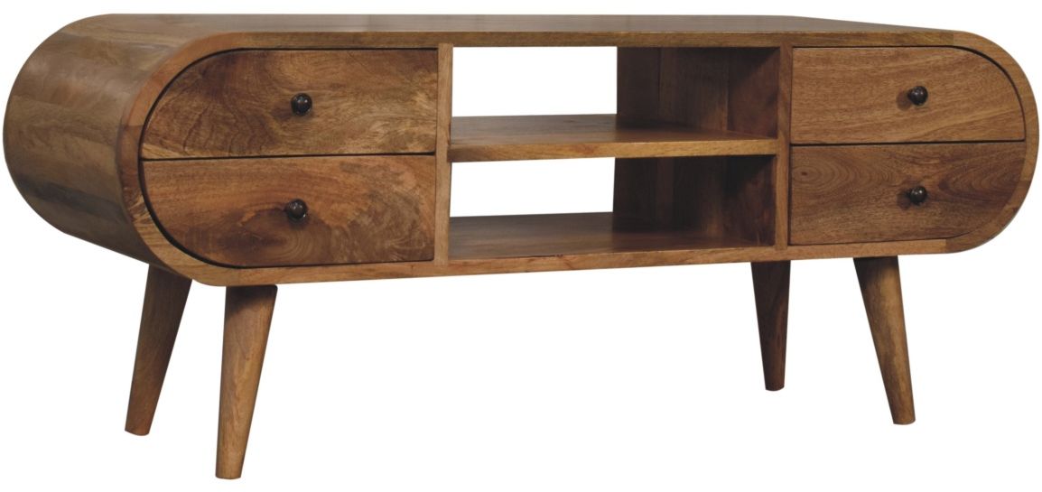 Artisan - Oak-Ish Circular Media Unit With 2 Open Slots
