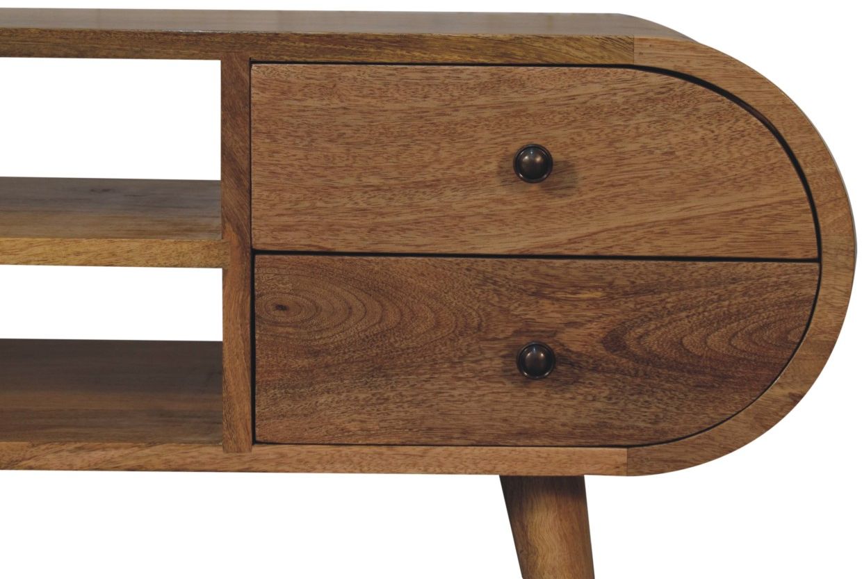 Artisan - Oak-Ish Circular Media Unit With 2 Open Slots