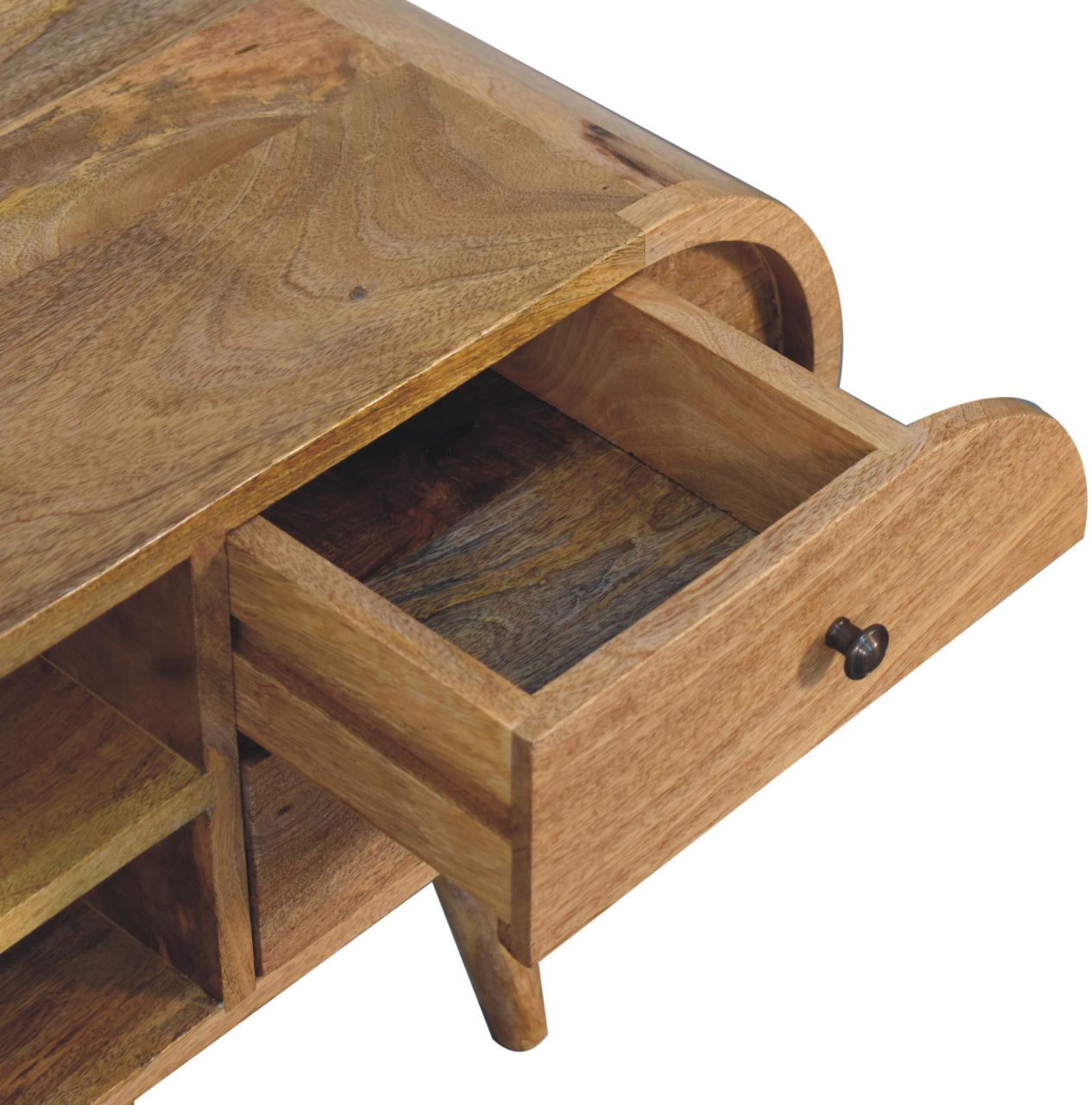 Artisan - Oak-Ish Circular Media Unit With 2 Open Slots