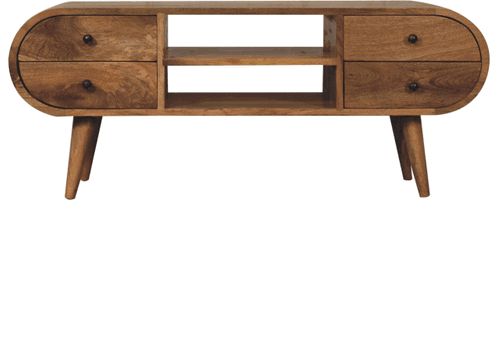 Artisan - Oak-Ish Circular Media Unit With 2 Open Slots