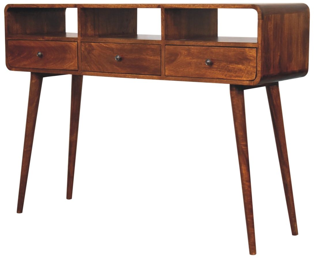 Artisan - Triple Curved Chestnut Console Table