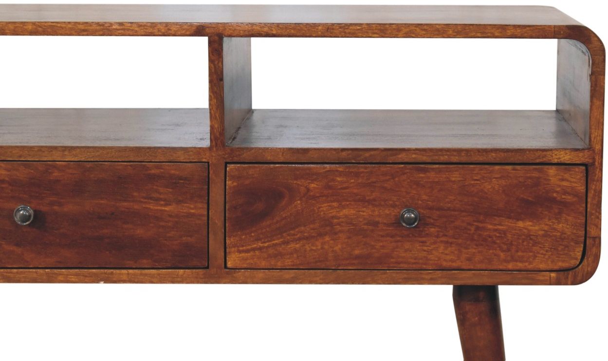 Artisan - Triple Curved Chestnut Console Table