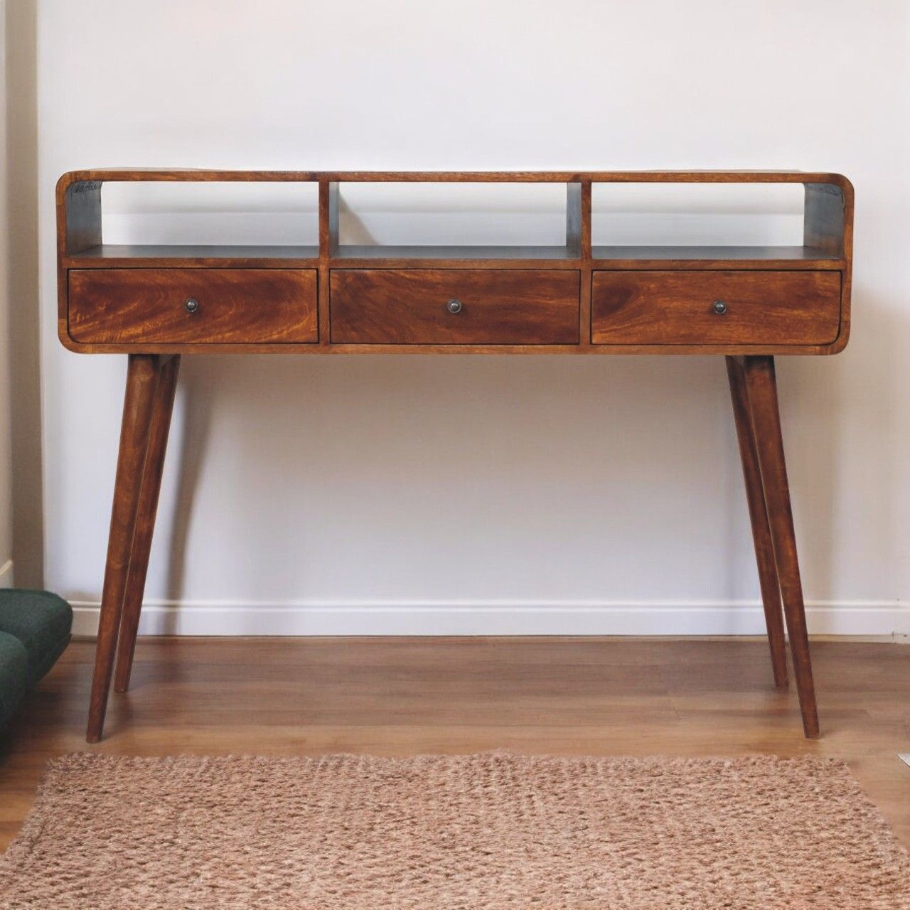 Artisan - Triple Curved Chestnut Console Table