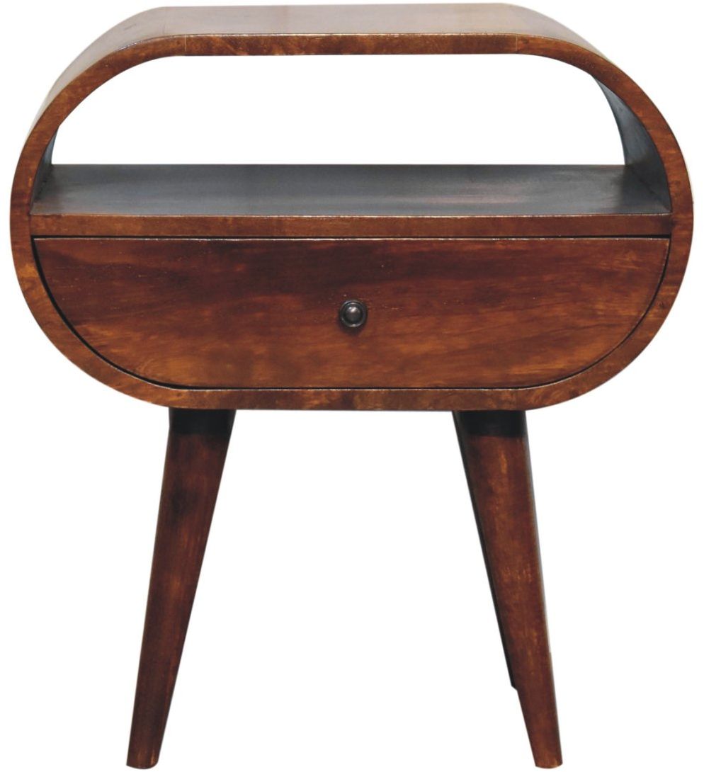 Artisan - Large Chestnut Circular Open Bedside